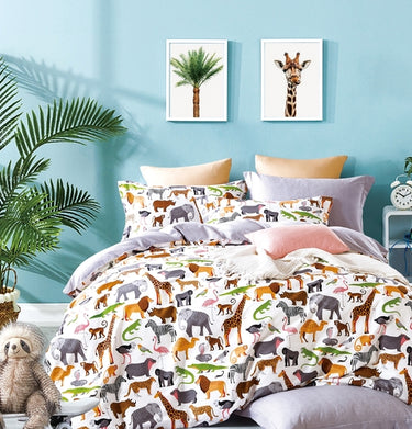 Animal Prints Cotton Reversible Duvet Cover Set